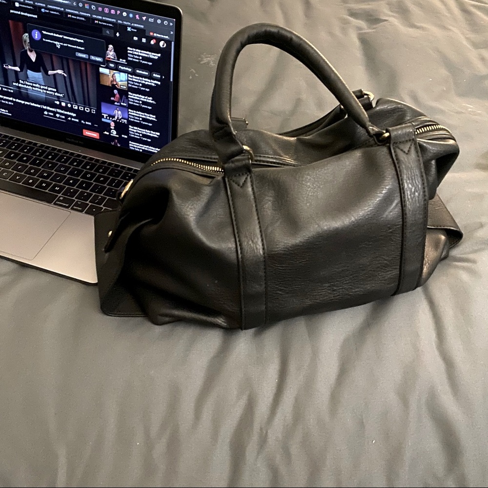 Black Leather Weekender Bag